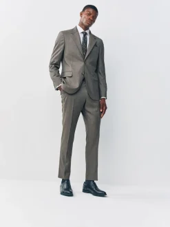 Brown Slim Fit Signature Cerutti 100% Italian Wool Suit Jacket
