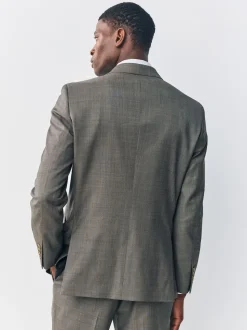Brown Slim Fit Signature Cerutti 100% Italian Wool Suit Jacket