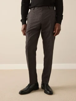 Brown Slim Fit Signature Cerruti Italian Wool Puppytooth Suit Trousers