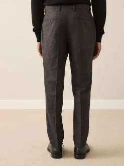 Brown Slim Fit Signature Cerruti Italian Wool Puppytooth Suit Trousers