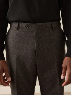 Brown Slim Fit Signature Cerruti Italian Wool Puppytooth Suit Trousers