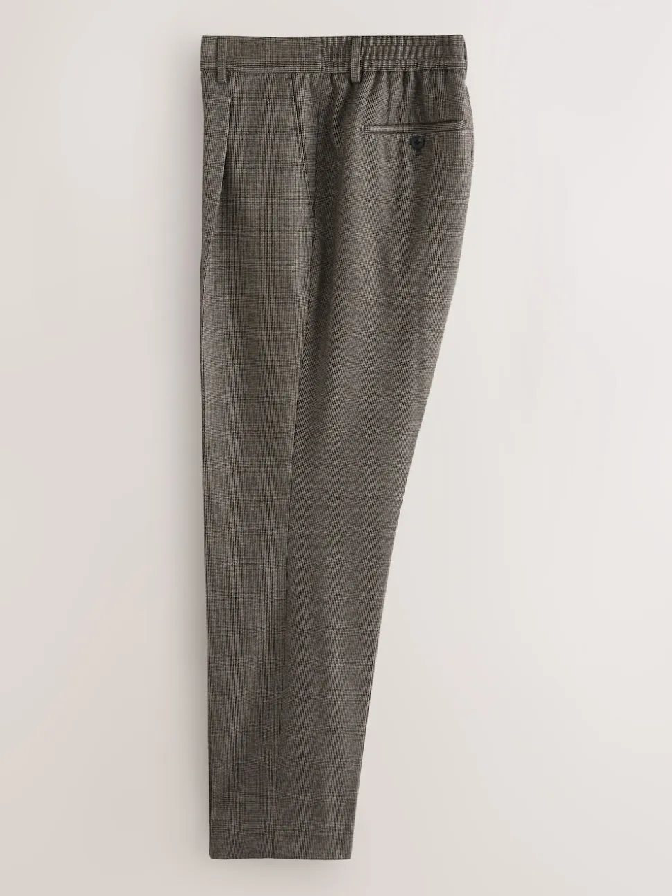 Brown Slim Fit Smart Elasticated Back Textured Trousers with Stretch