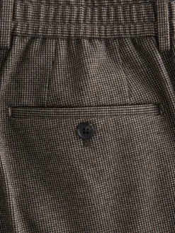 Brown Slim Fit Smart Elasticated Back Textured Trousers with Stretch