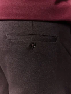 Brown Slim Fit Smart Elasticated Waistband Trousers With Wool Content