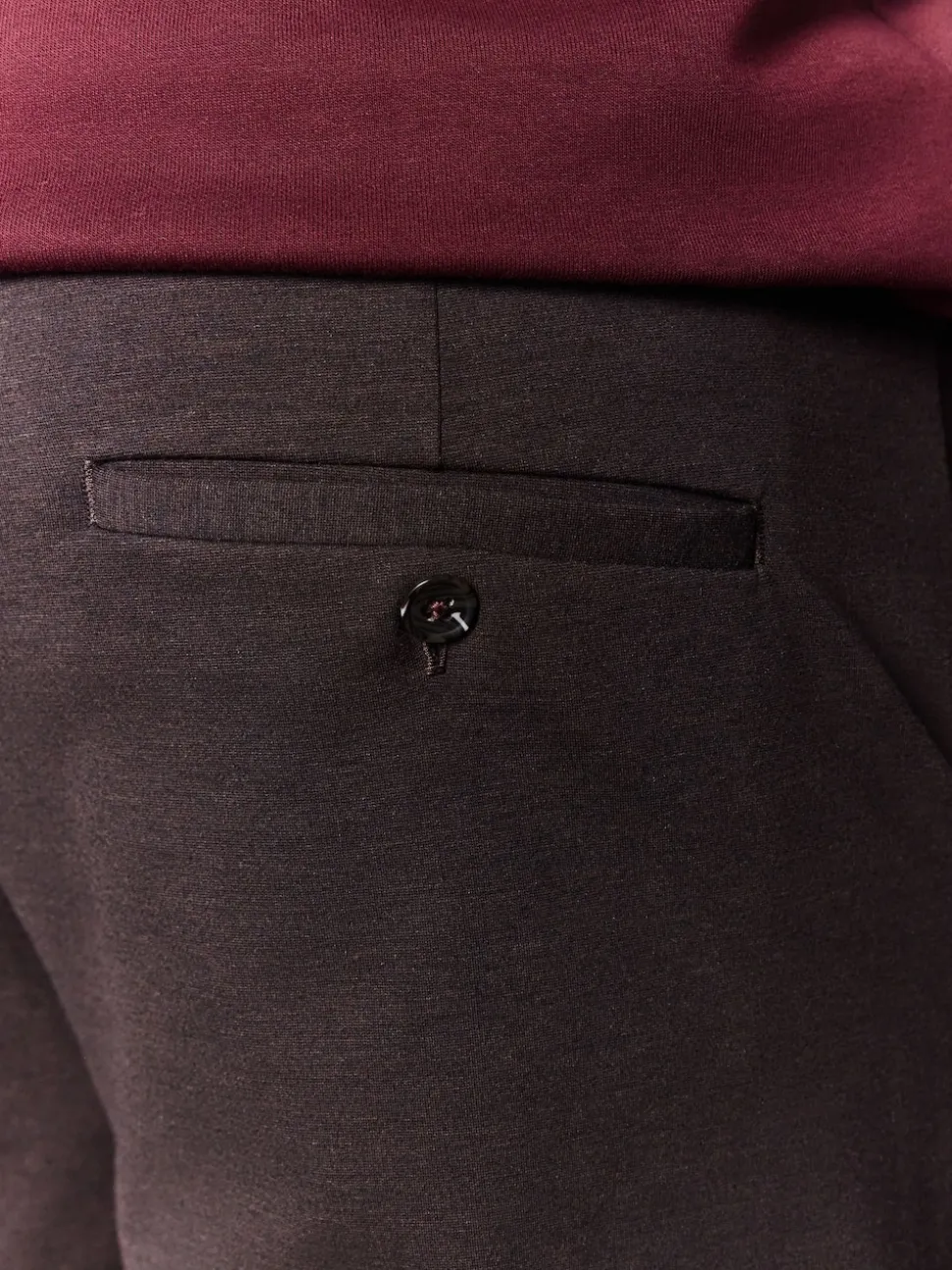 Brown Slim Fit Smart Elasticated Waistband Trousers With Wool Content