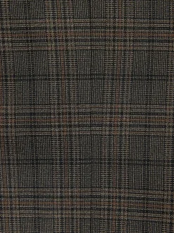 Brown Slim Fit Trimmed Check Suit Jacket