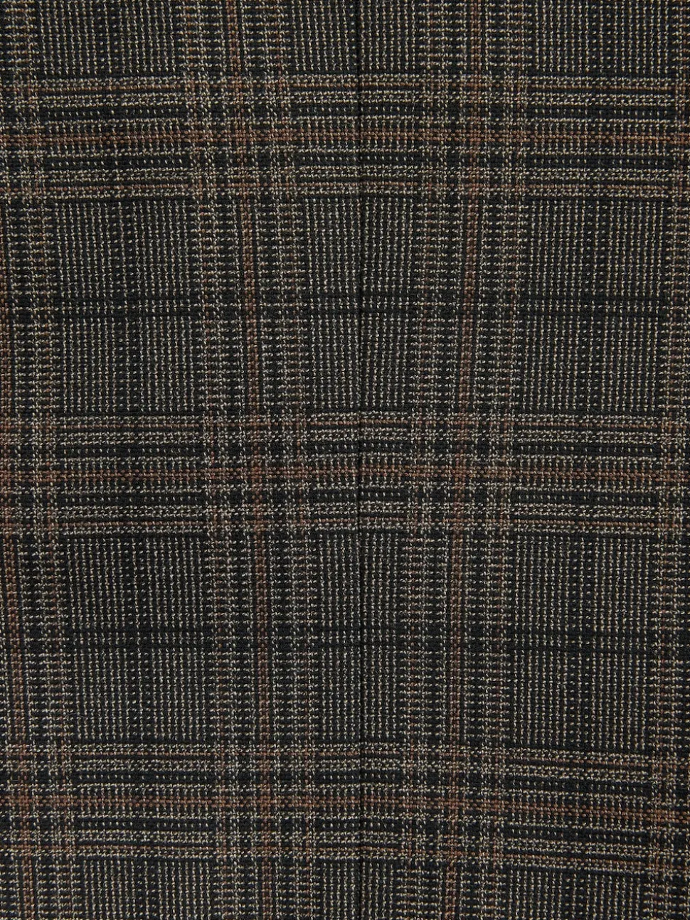 Brown Slim Fit Trimmed Check Suit Jacket