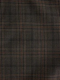 Brown Slim Fit Trimmed Check Suit Trousers