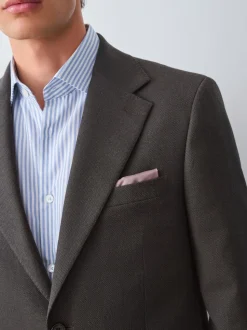 Brown Slim Fit Wool Blend Suit Jacket