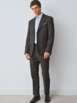 Brown Slim Fit Wool Blend Suit Jacket