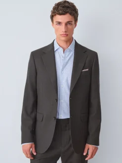 Brown Slim Fit Wool Blend Suit Jacket