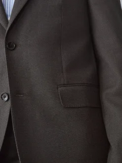 Brown Slim Fit Wool Blend Suit Jacket