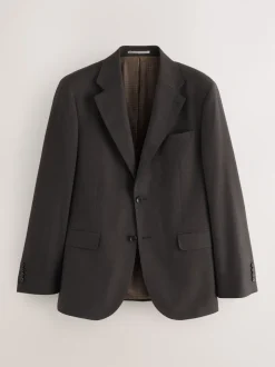 Brown Slim Fit Wool Blend Suit Jacket