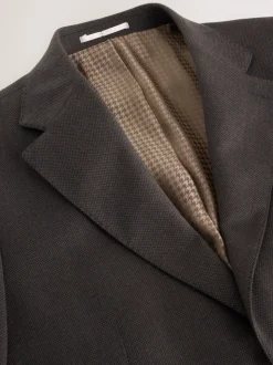 Brown Slim Fit Wool Blend Suit Jacket