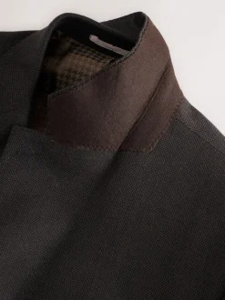 Brown Slim Fit Wool Blend Suit Jacket