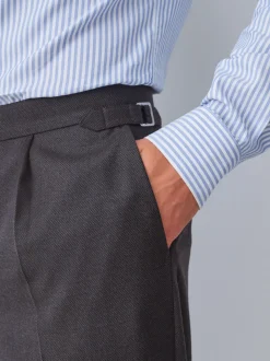 Brown Slim Fit Wool Blend Suit Trousers