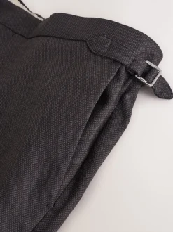 Brown Slim Fit Wool Blend Suit Trousers