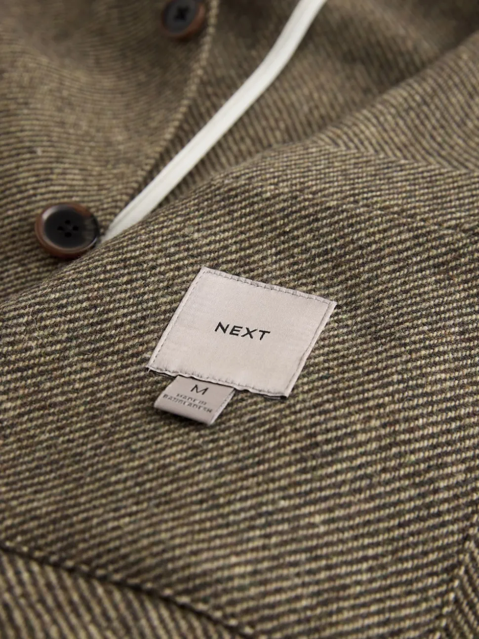 Brown Smart Textured Twill Chore Jacket With Wool