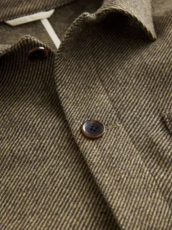 Brown Smart Textured Twill Chore Jacket With Wool
