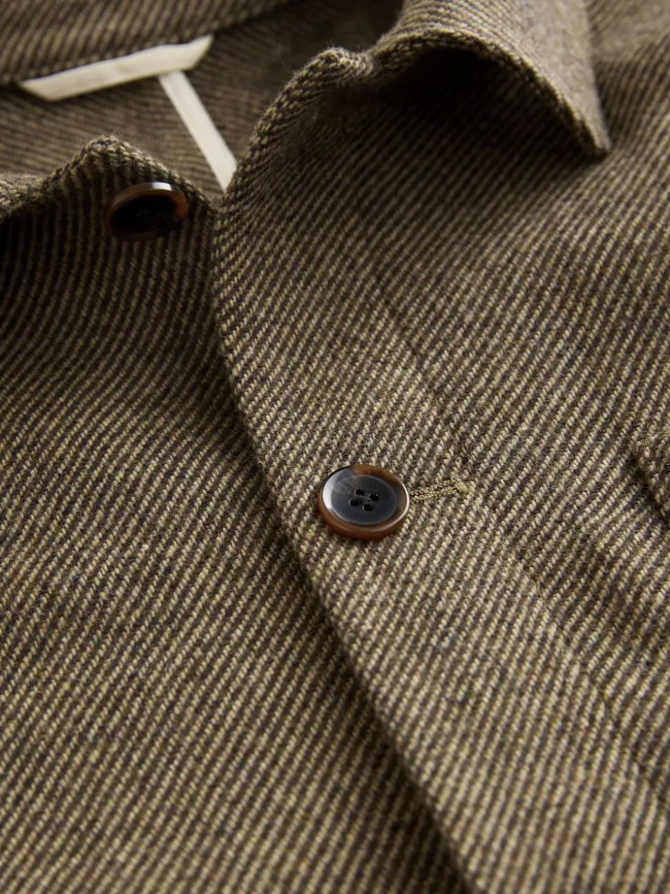 Brown Smart Textured Twill Chore Jacket With Wool