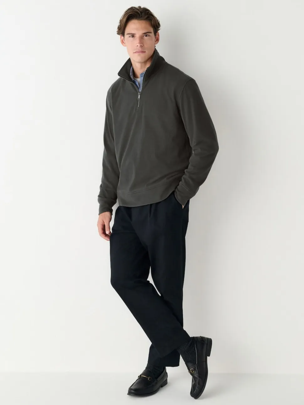 Brown Soft Touch Quarter Zip Neck Fleece