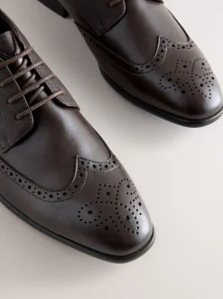 Brown Standard Fit Brogue Shoes