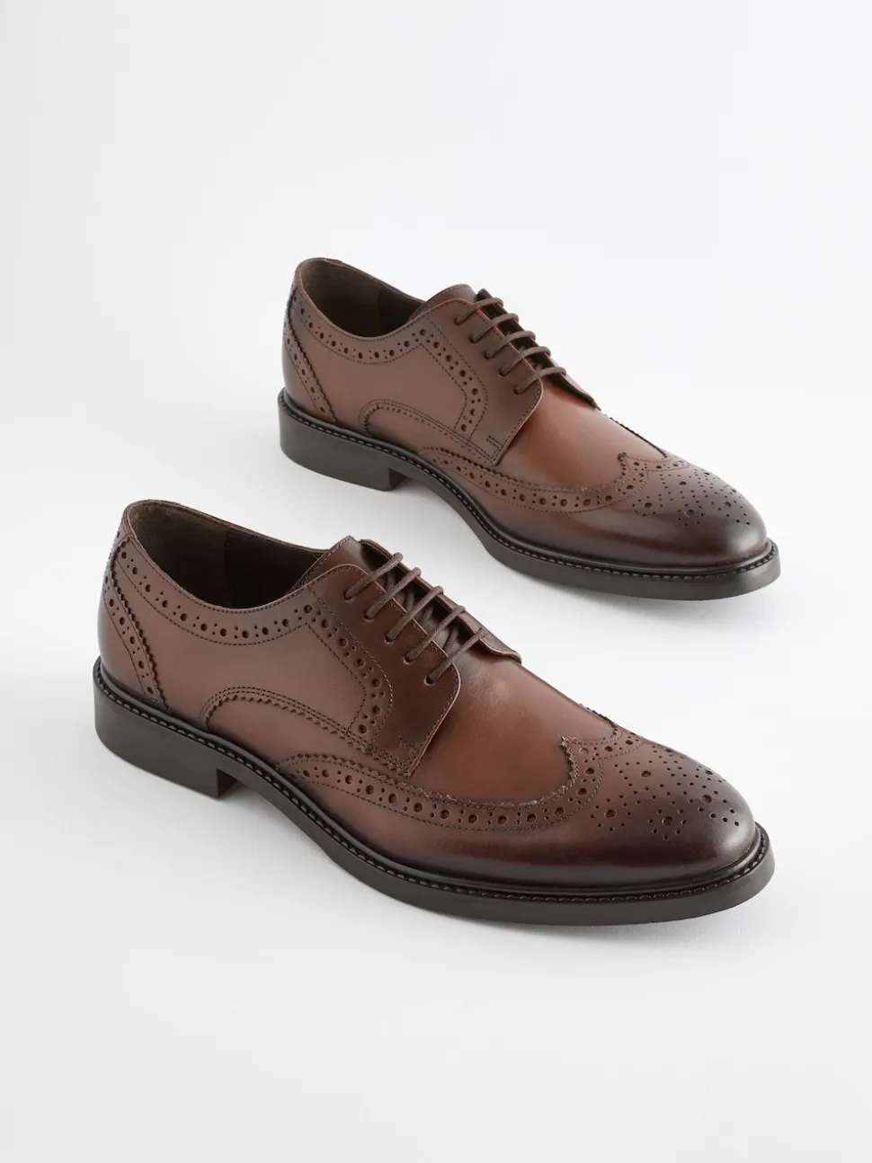 Brown Standard Fit Leather Derby Brogues