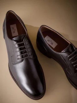 Brown Standard Fit Signature Leather Sole Derby Shoes