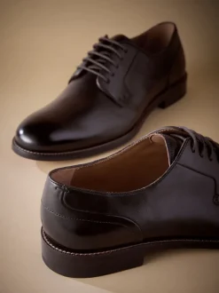 Brown Standard Fit Signature Leather Sole Derby Shoes
