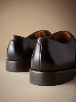 Brown Standard Fit Signature Leather Sole Oxford Toe Cap Shoes