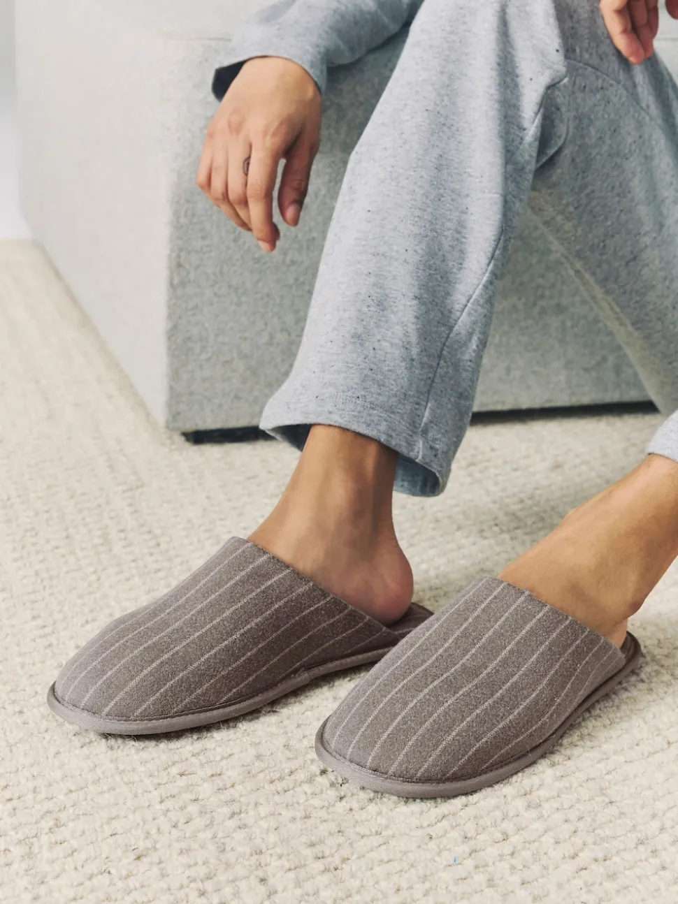 Brown Stripe Mule Slippers