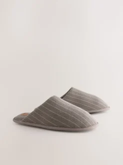 Brown Stripe Mule Slippers