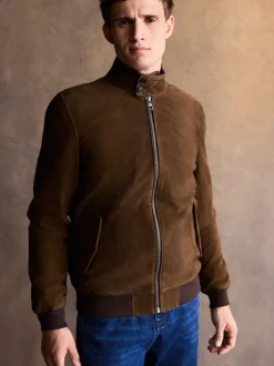 Brown Suede Harrington Jacket