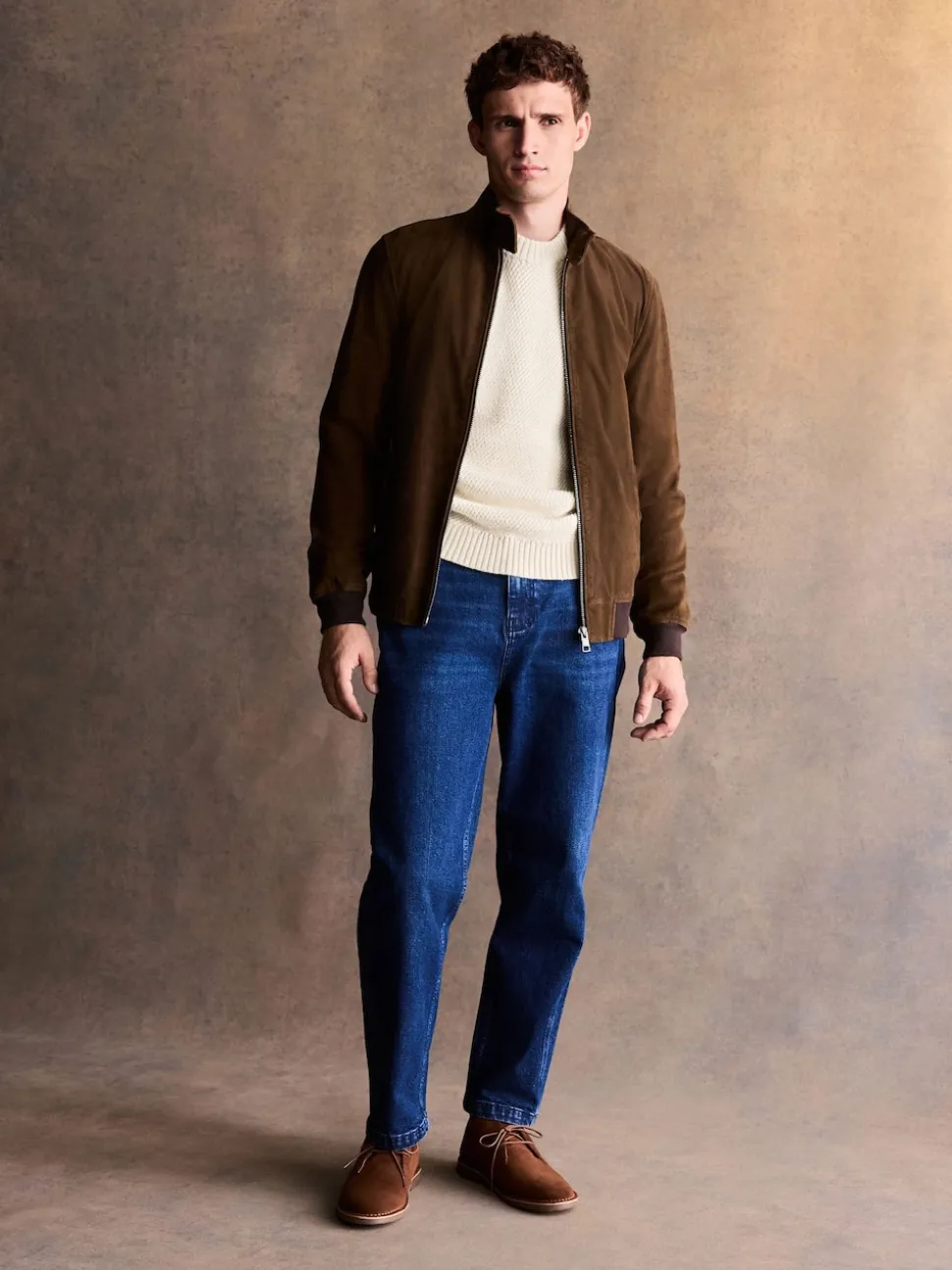 Brown Suede Harrington Jacket