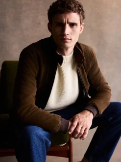 Brown Suede Harrington Jacket