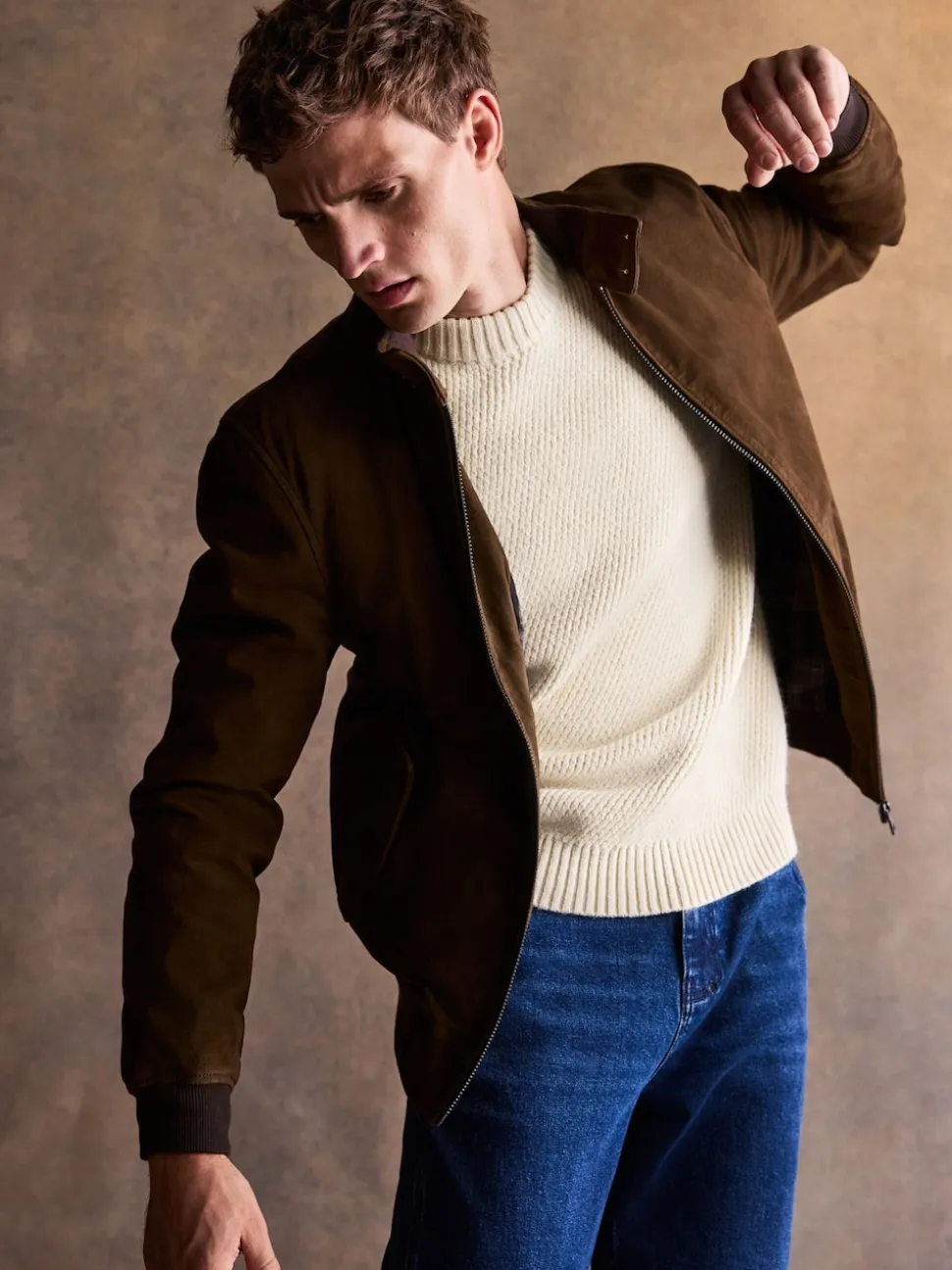 Brown Suede Harrington Jacket
