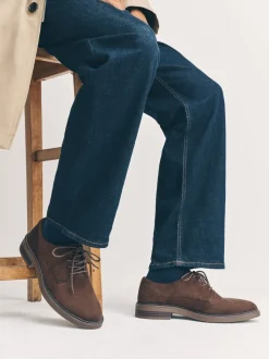 Brown Suedette Derby Shoes