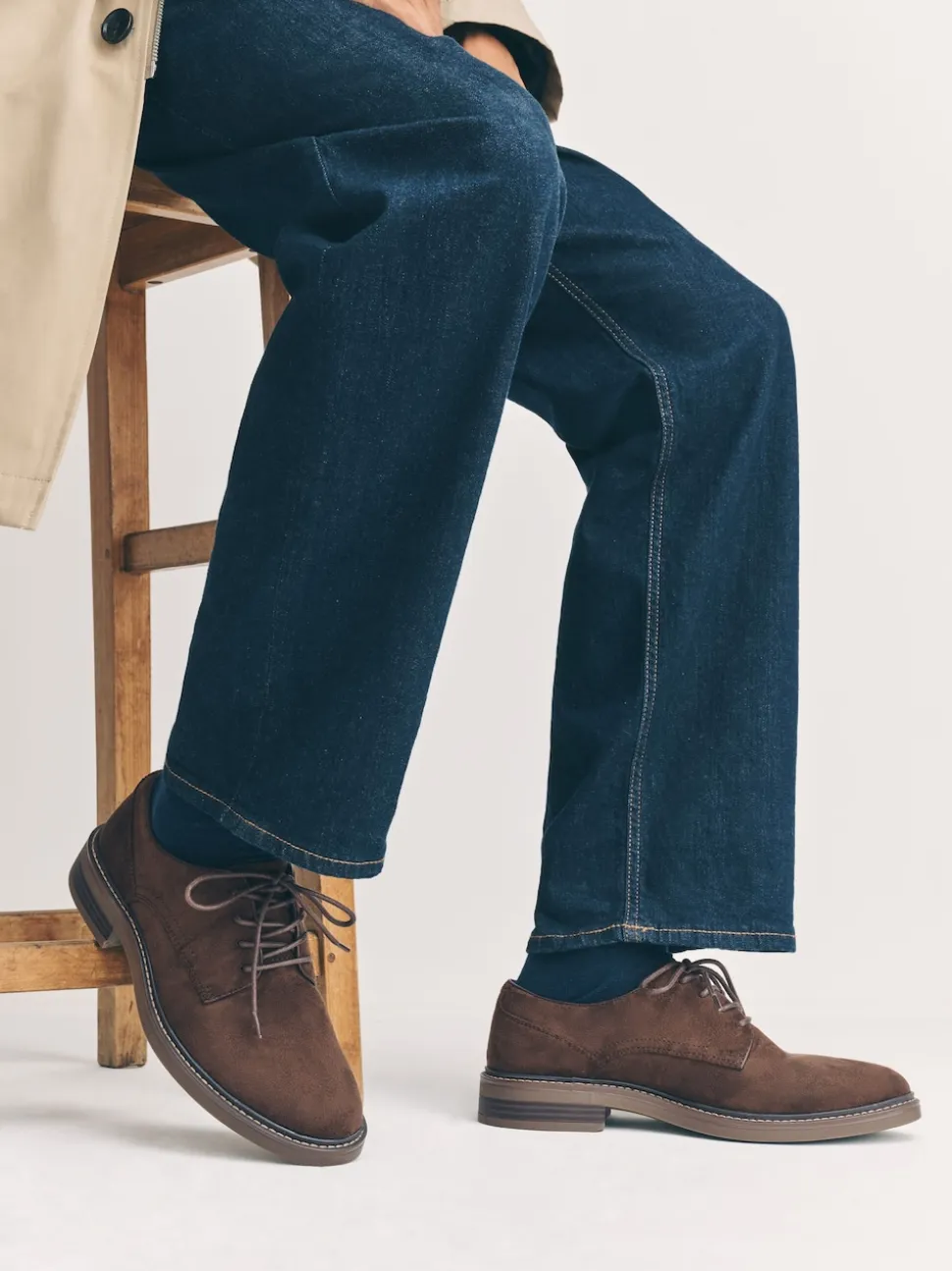 Brown Suedette Derby Shoes