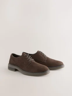 Brown Suedette Derby Shoes