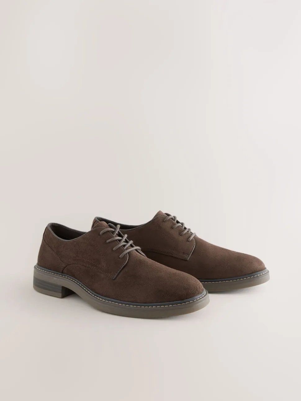 Brown Suedette Derby Shoes