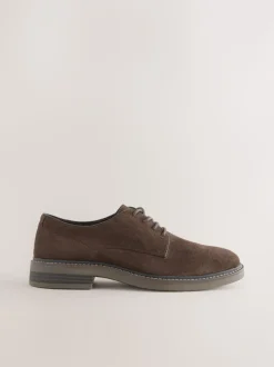 Brown Suedette Derby Shoes