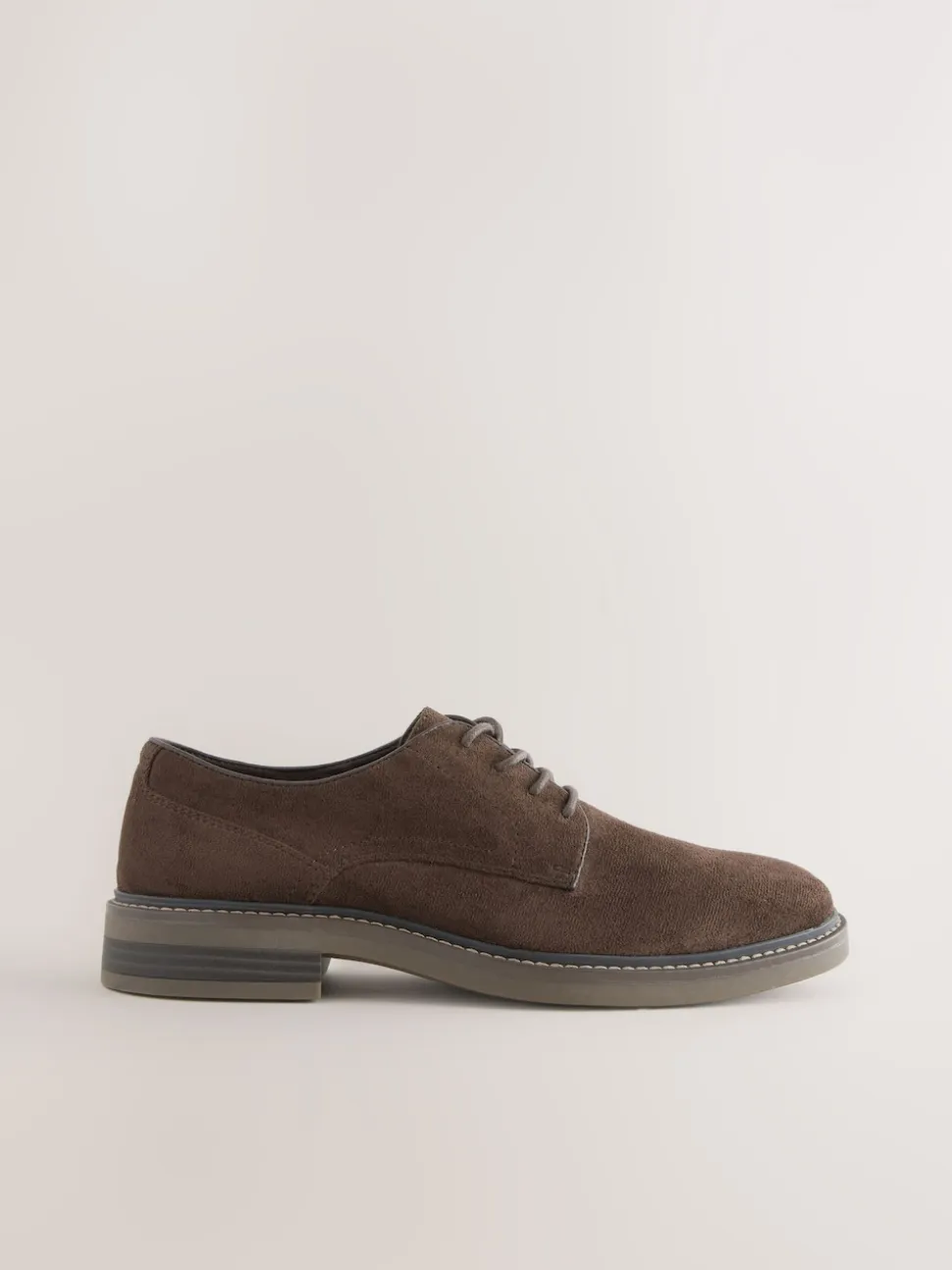 Brown Suedette Derby Shoes