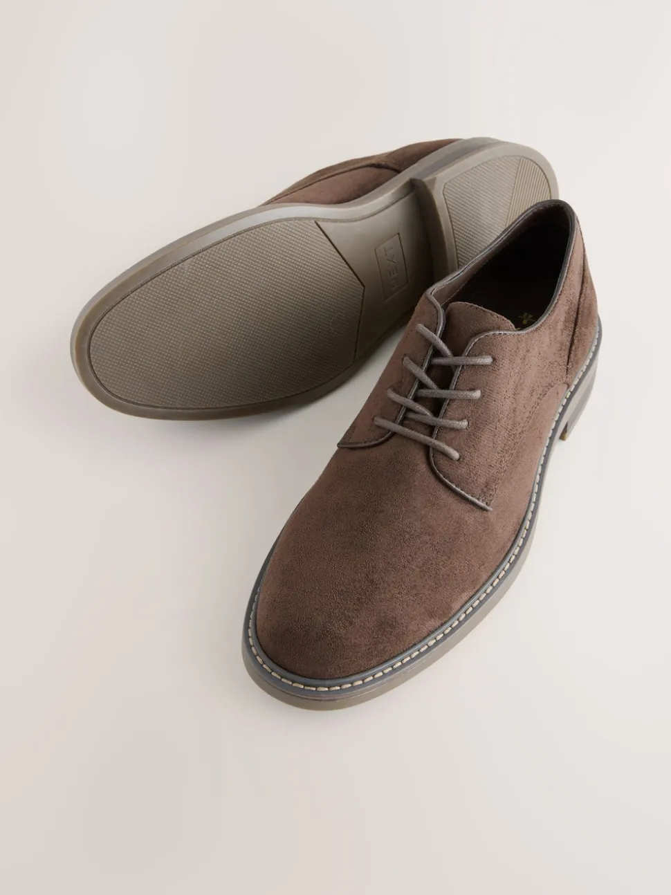 Brown Suedette Derby Shoes