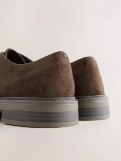 Brown Suedette Derby Shoes