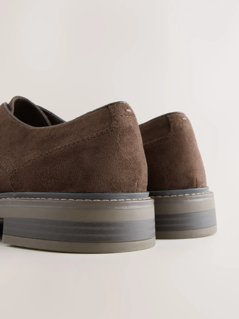 Brown Suedette Derby Shoes