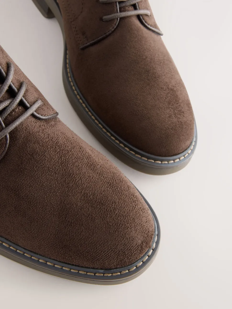 Brown Suedette Derby Shoes