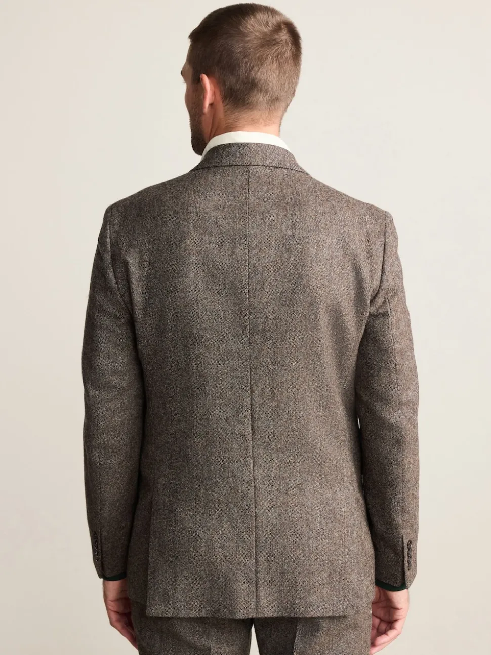 Brown Tailored Fit Signature Abraham Moon 100% British Wool Donegal Suit Jacket