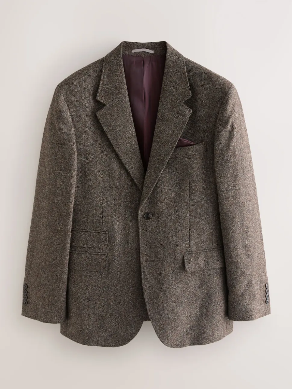 Brown Tailored Fit Signature Abraham Moon 100% British Wool Donegal Suit Jacket