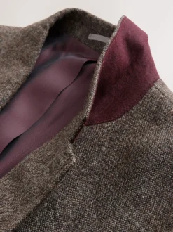 Brown Tailored Fit Signature Abraham Moon 100% British Wool Donegal Suit Jacket