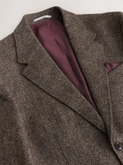 Brown Tailored Fit Signature Abraham Moon 100% British Wool Donegal Suit Jacket